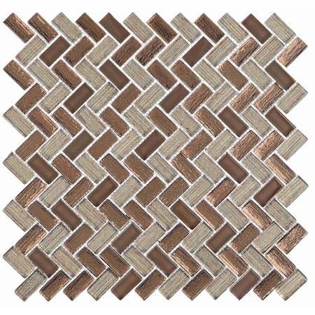 Andova Tiles Velmo 1 in. x 1.25 in. Glass Chevron / Herringbone Mosaic Wall Tile Andova Tiles
